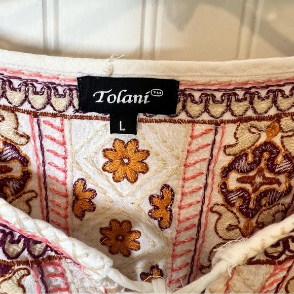 Tolani White Embroidered Women's Top Large - Picture 5 of 8